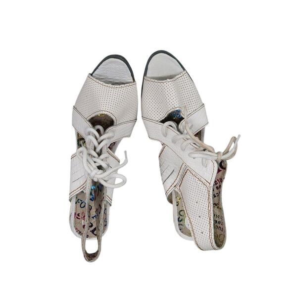 TMA Eyes Shoes Womens 40 Sandal Fashion Lace Up Leather White Block Heel Comfort - Picture 7 of 13
